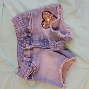 Denim, sequin heart shorts